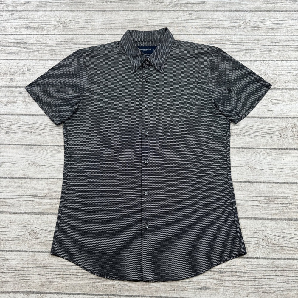 Abercrombie & Fitch Shirt Men's M Black Super Slim Stretch Button Down Preppy